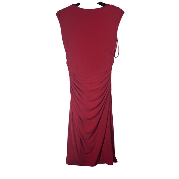 Lauren Ralph Lauren Elegant Red Ruched Sleeveless Dress Size 4 Polyester - Picture 2 of 7